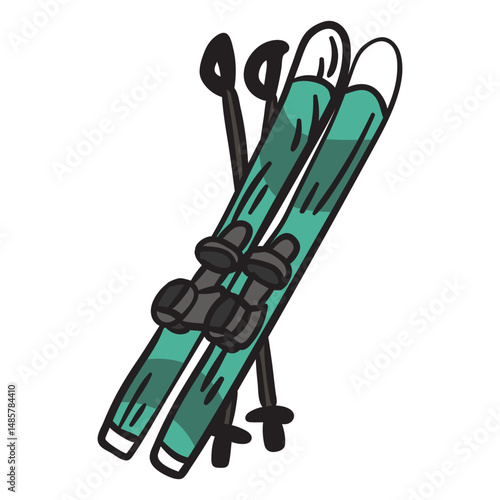 Ski pole equipment snow illustration