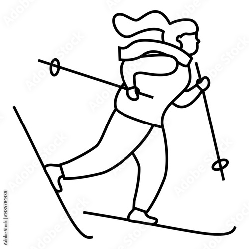 Winter woman skiing stroke