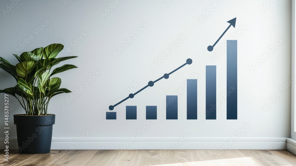 Team leader giving presentation with graphs, plain wall