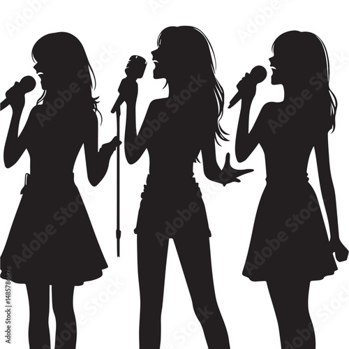 silhouette of a person singing, editable vector image