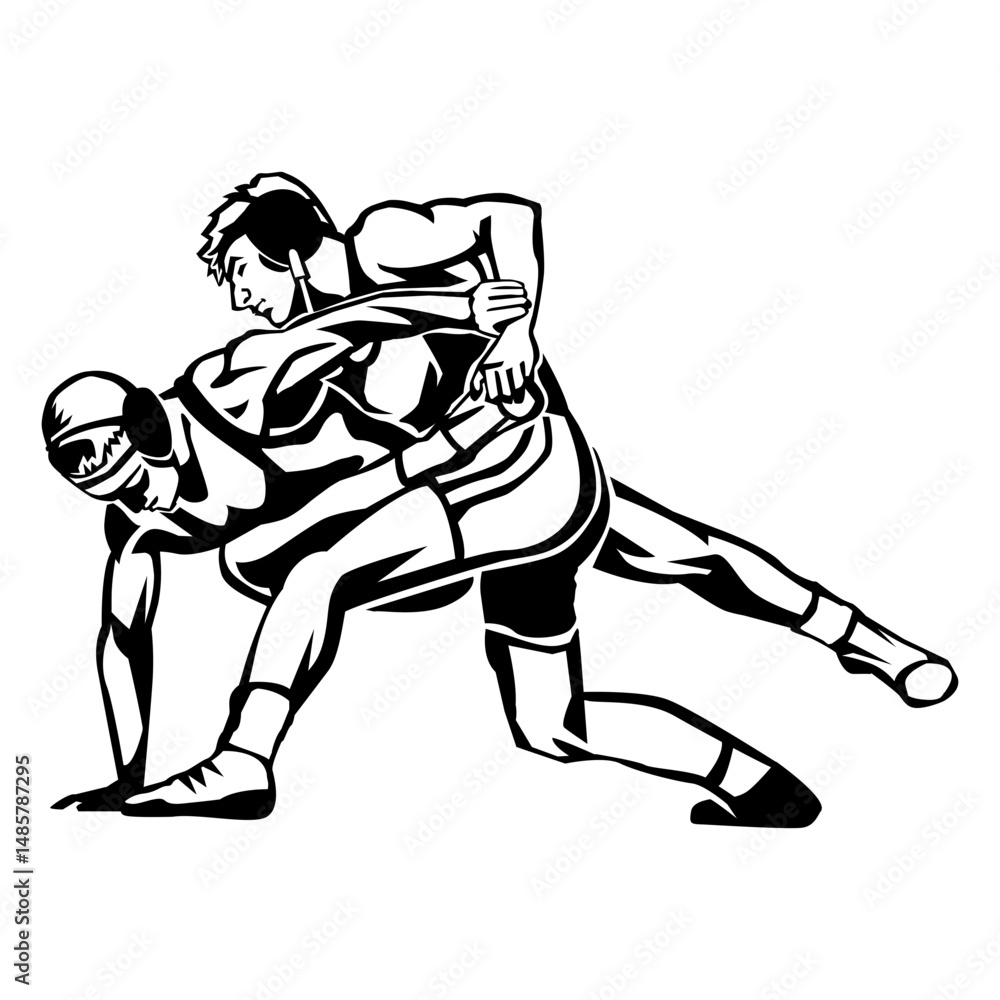 Fototapeta premium Wrestlers lock professional