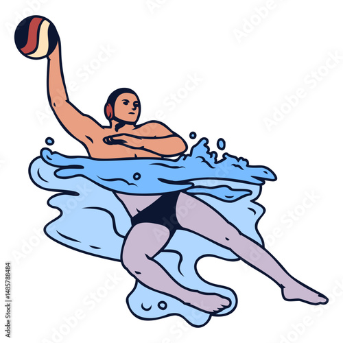 Waterpolo sport player swimming