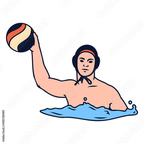 Waterpolo sport player with ball