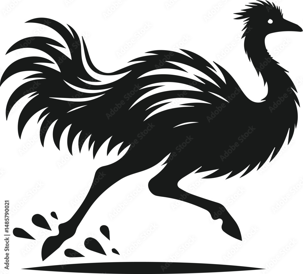 Fototapeta premium Emu bird vector silhouette isolated drawing