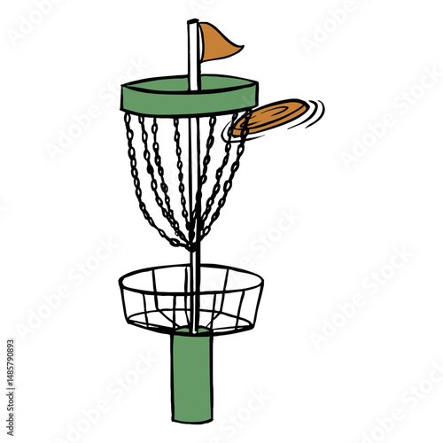 Green disc golf basket