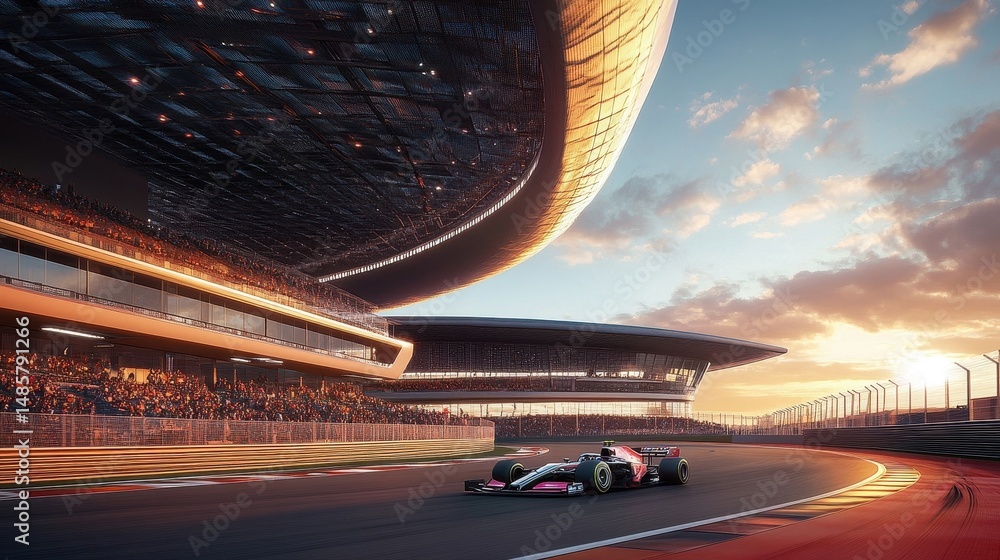 Naklejka premium formula 1 race car sunset grand prix