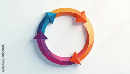 Abstract circular arrows graphic, continuous loop, cycle symbol, process flow , motion, spinning