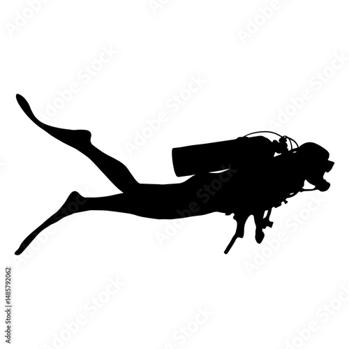 Scuba diving sport people silhouette