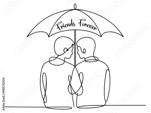 Happy friendship day one line art illustration