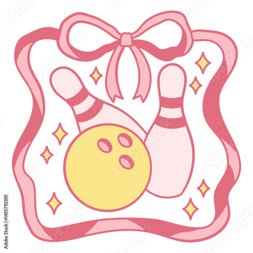 Pink and yellow bowling design