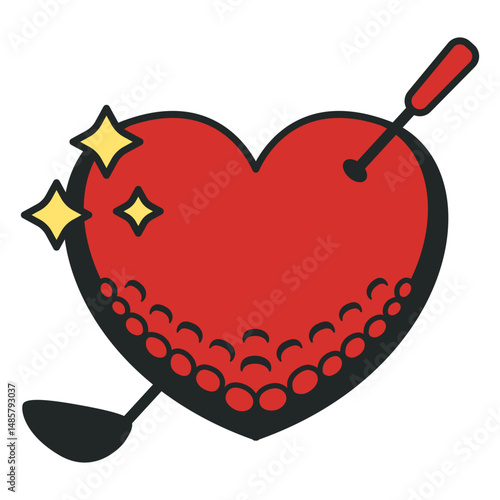 Heart with a golf ball design 