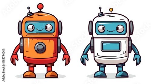 Wallpaper Mural Innovative Color Line Technology: Robot with Machine, Robotic Body on White Background Torontodigital.ca