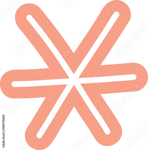Pastel asterisk star with six playful arms