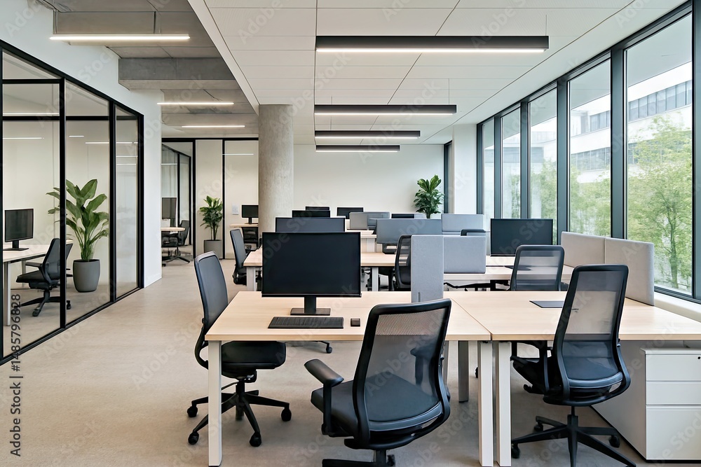 Inside a modern office environment, showcasing its contemporary interior design. Inside a modern office environment, showcasing its contemporary interior design.