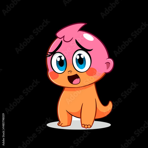 Cartoon Character: The cute cartoon character with big eyes and expressive features is full of vibrant colors. Perfect for designs and bringing some fun to your day.