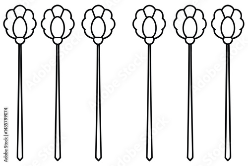 Cotton Swabs Line Art Pattern