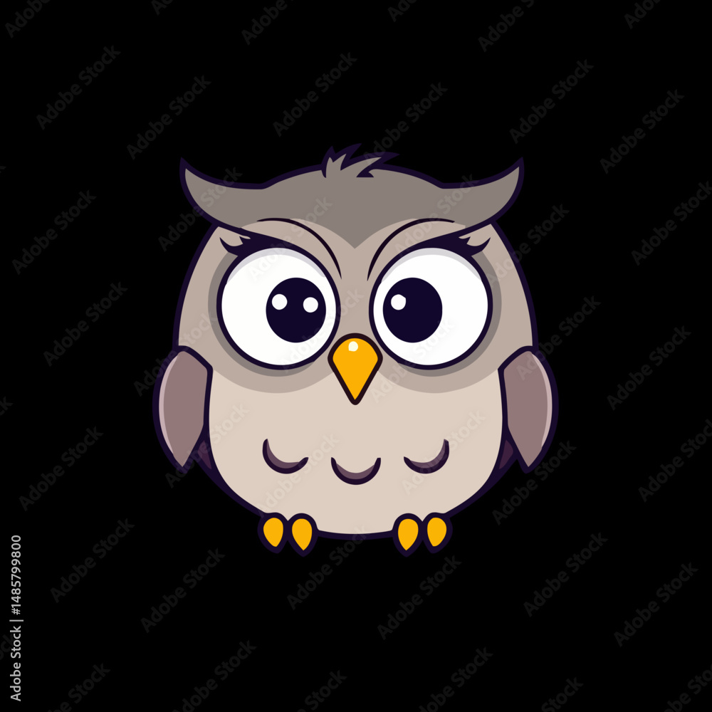 Owl Cartoon: A whimsical owl illustration on a deep black background, perfect for projects needing a touch of wisdom and charm. Owl Cartoon: A whimsical owl illustration on a deep black background, perfect for projects needing a touch of wisdom and charm.