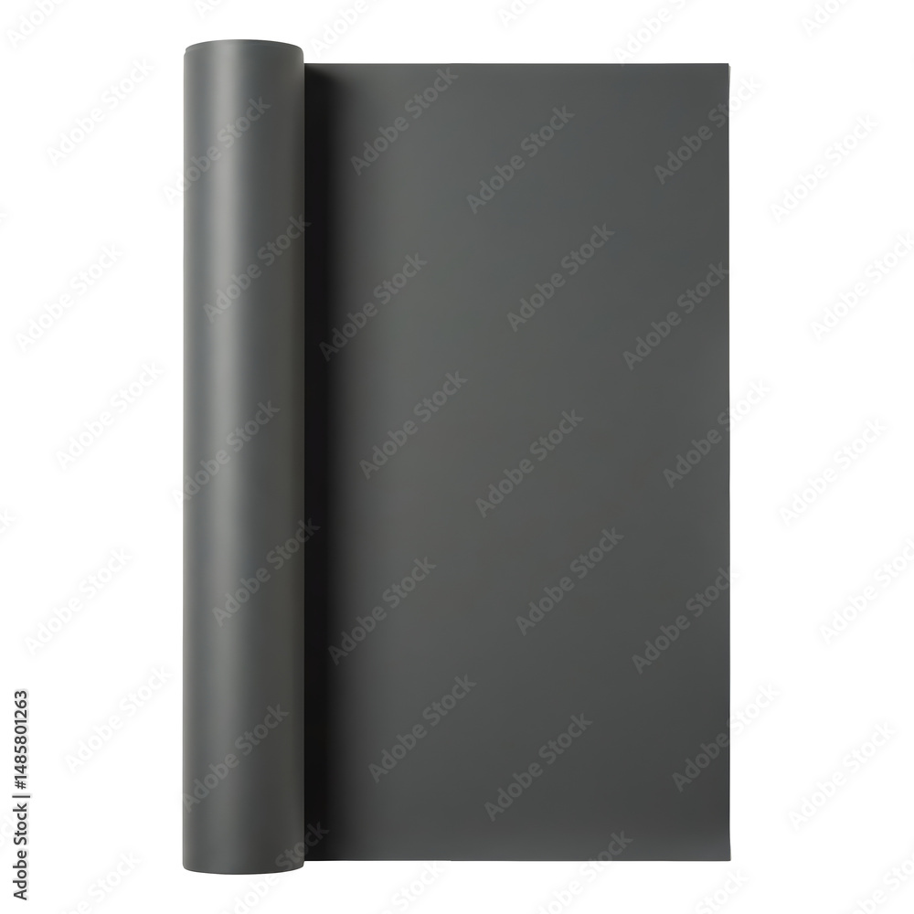 Elegant Dark Gray Rolled Paper Sheet Unfurling Elegant Dark Gray Rolled Paper Sheet Unfurling