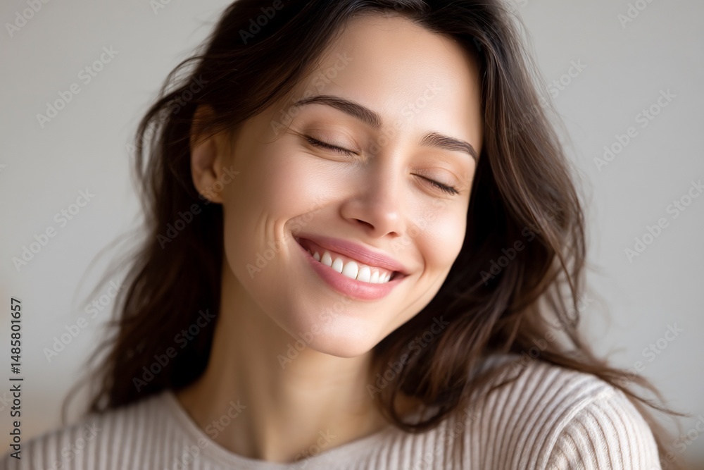 Radiant smile Eyes closed pure bliss Radiant smile Eyes closed pure bliss