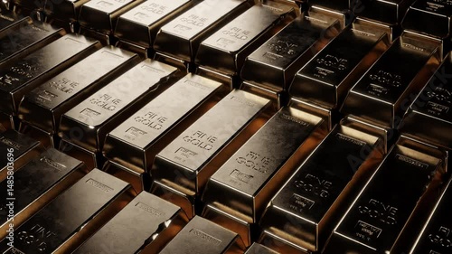 Gold Bullion Bars Close up, Wealth, Investment and Luxury Concept
