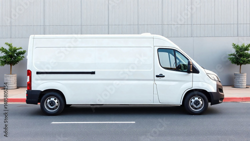 white delivery van, truck, mock up, on white blank empty background