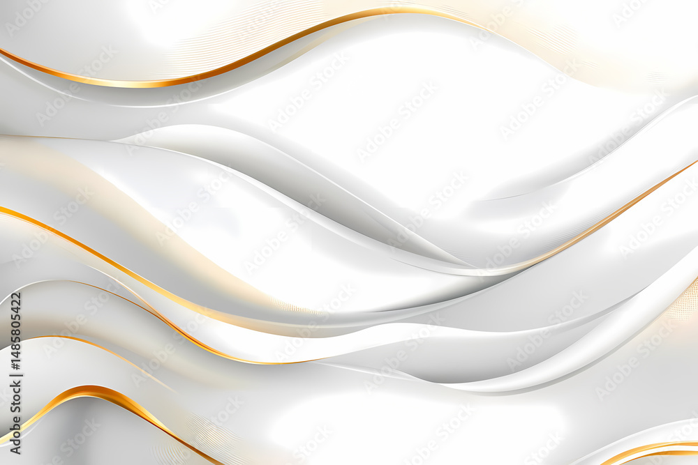 Obraz premium Abstract White and Gold Flowing Curves