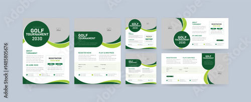 Golf Tournament Modern Sports Event Social Poster Banner ads bundle