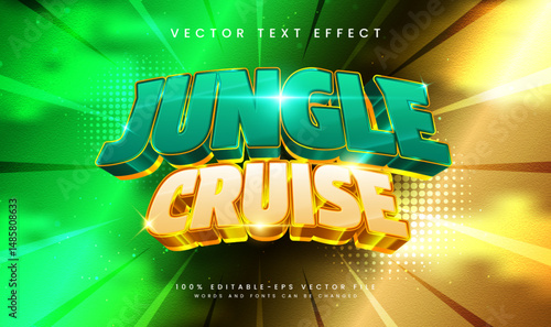 3d Jungle Cruise, Editable Vector Text Effect. Suitable for Tropical Green.