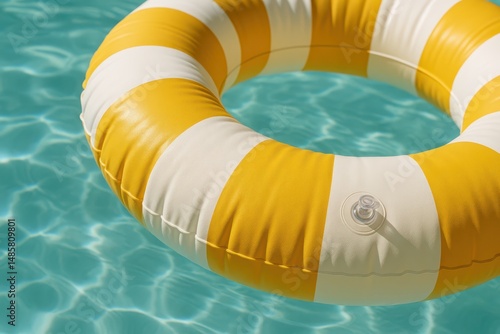 Yellow and white pool float closeup