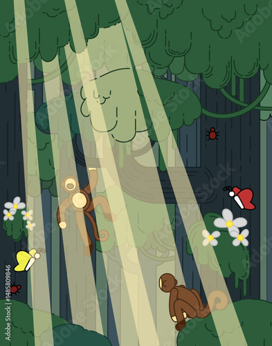 Vector illustration of landscape forest background