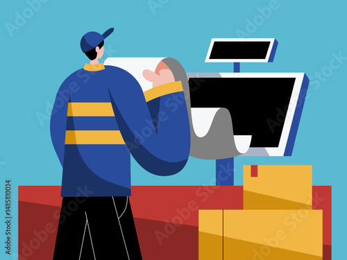 illustration of a man with a laptop