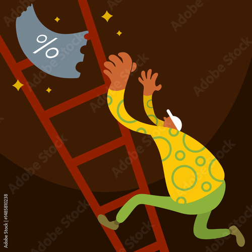 illustration of people chasing discounts