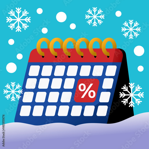 Illustration of a calendar when it snows