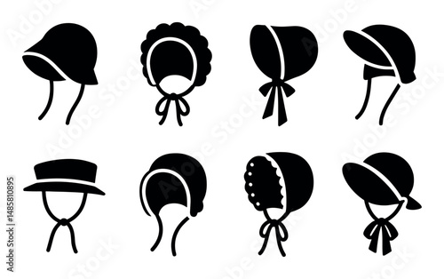 Vintage hat silhouettes collection: bonnets and caps designs