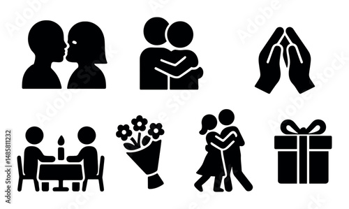 Romantic and affectionate symbols of love and relationships