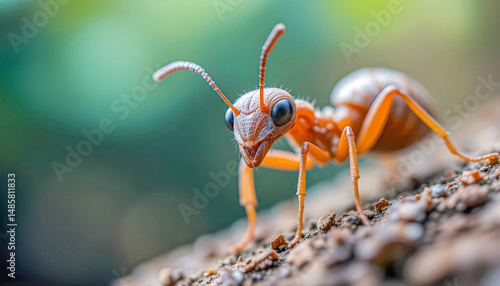 Wallpaper Mural Red ant in nature, macro shot, ants are an animal working teamwork Torontodigital.ca