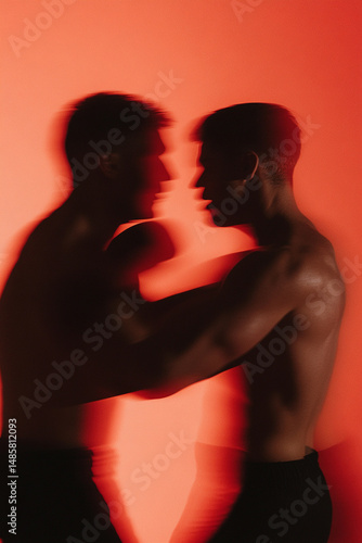 Intense Boxing Match in Motion Silhouettes and Shadows.