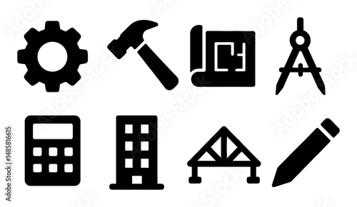 Construction tools and symbols for engineering projects