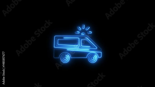 Wallpaper Mural Animated neon ambulance on black background representing emergency services and healthcare Torontodigital.ca