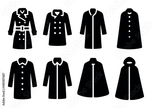 Silhouette collection of diverse coat and cloak styles