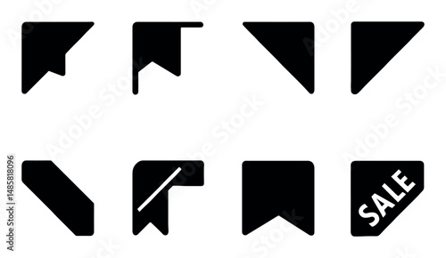Free Download Set of black bookmark icons with sale tag in various shapes - GFXLoad