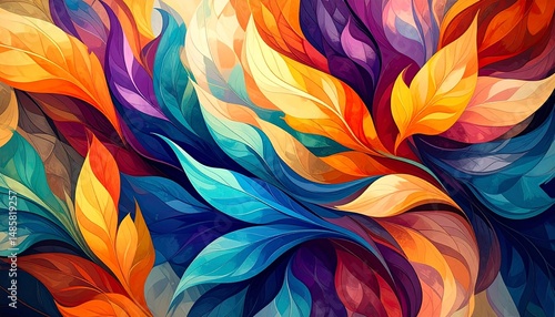 Vibrant Abstract Floral Illustration A Symphony of Colors and Shapes