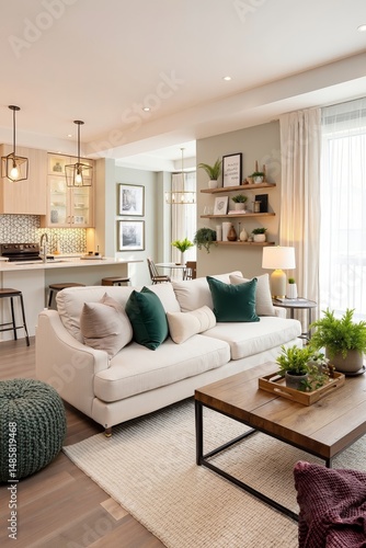A living room filled with furniture and plants