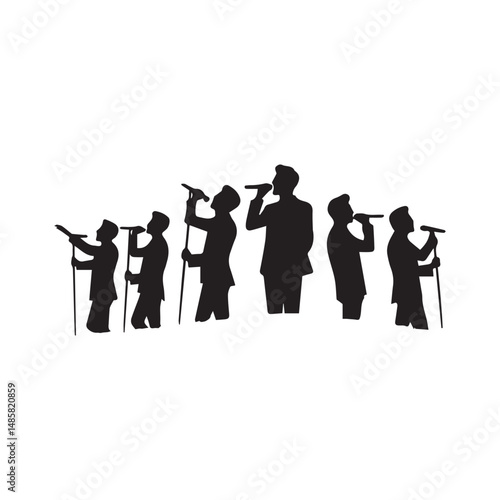 silhouette of a person singing, editable vector image
