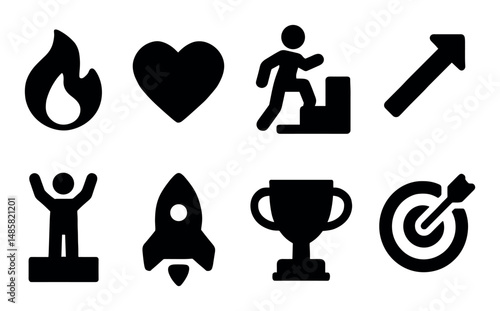 Icons of success: motivation, growth, achievement, and passion