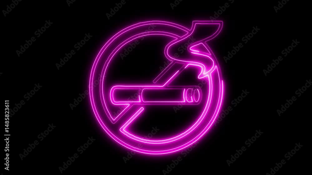 Neon No Smoking icon isolated on black background HD Video motion graphic animation Neon No Smoking icon isolated on black background HD Video motion graphic animation