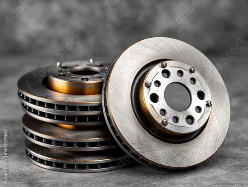 Wallpaper Mural Stacked vehicle brake discs glisten Torontodigital.ca