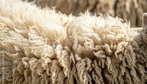 Close Up Fluffy Sheep Wool Texture