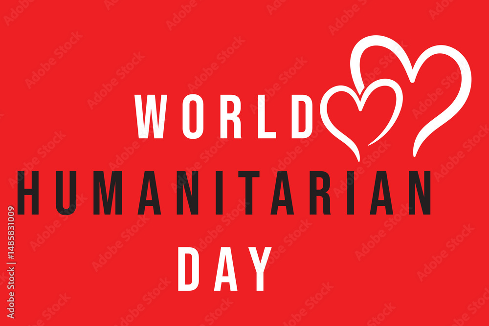 Fototapeta premium World Humanitarian Day Banner with Hands Holding Globe and Heart Symbol Vector Illustration Template