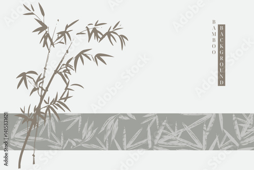 Hand drawn vector of bamboo and bamboo leaves background